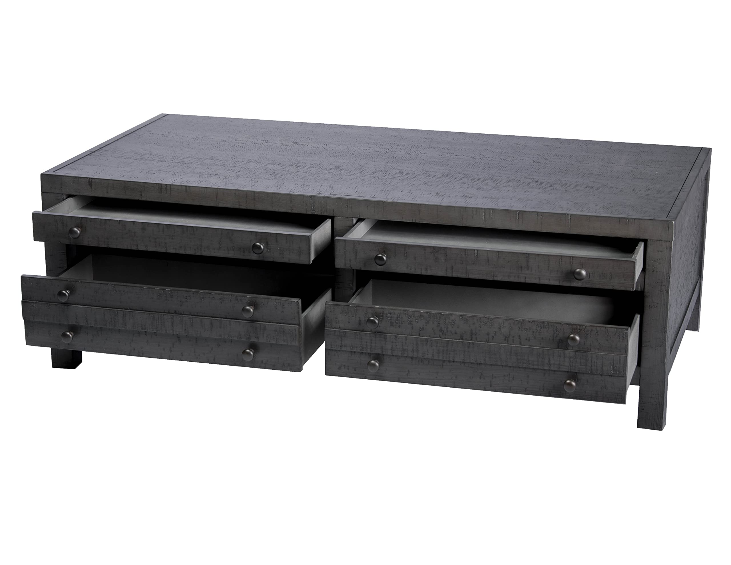 Best Quality Furniture CT488 Coffee Table Set, Rustic Dark Gray Oak